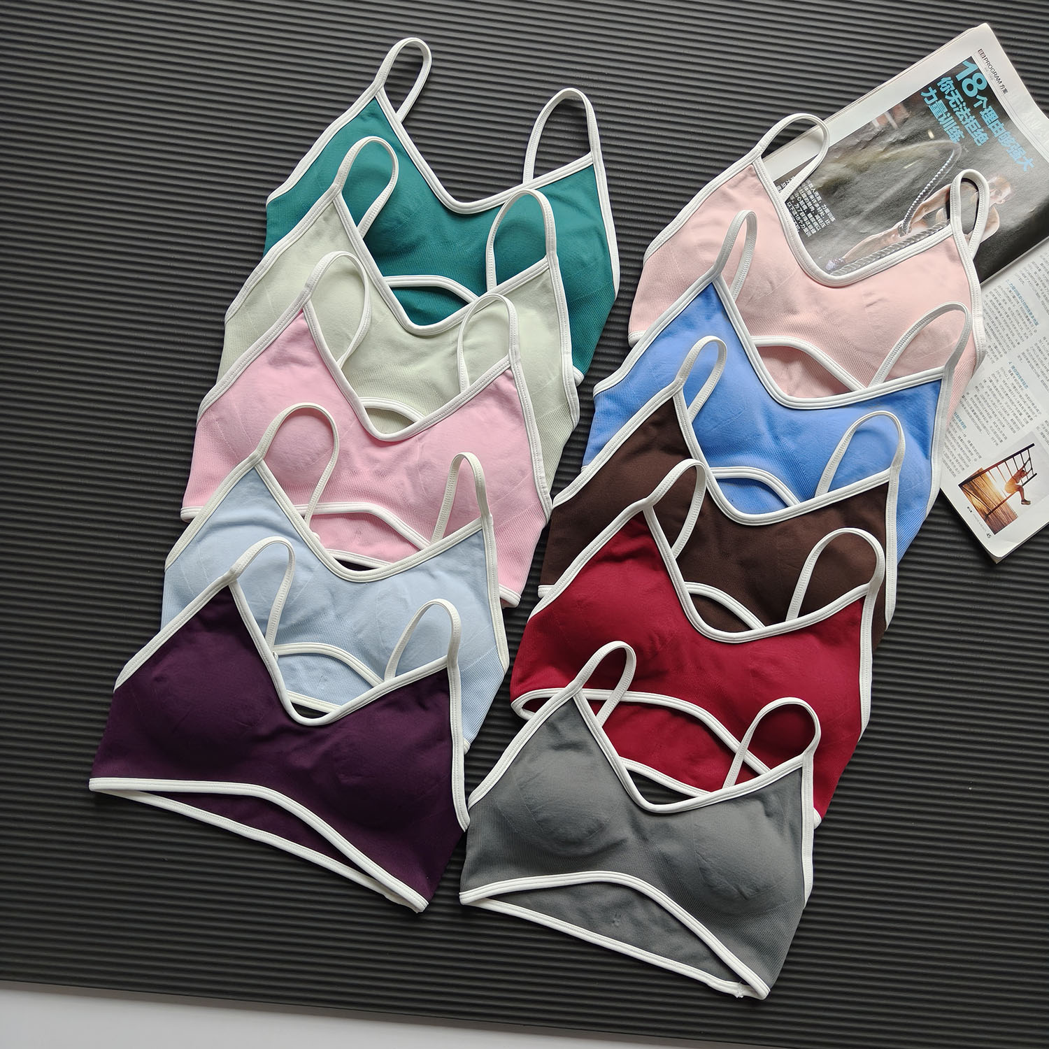 Crop Top Crochet - Contrast Color Women's Seamless Yoga Sports