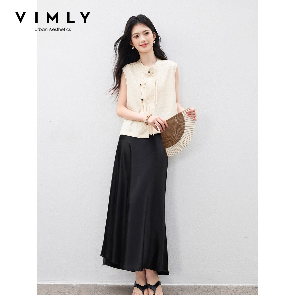 Midi Skirt Floral - VIMLY's Women's Summer Suit 2026 Button