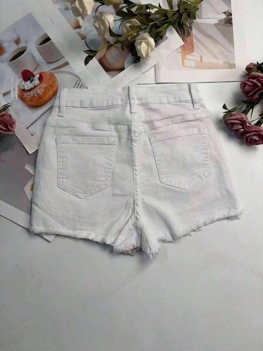 Shorts Denim Frayed - Womens White Distressed Denim Shorts Frayed