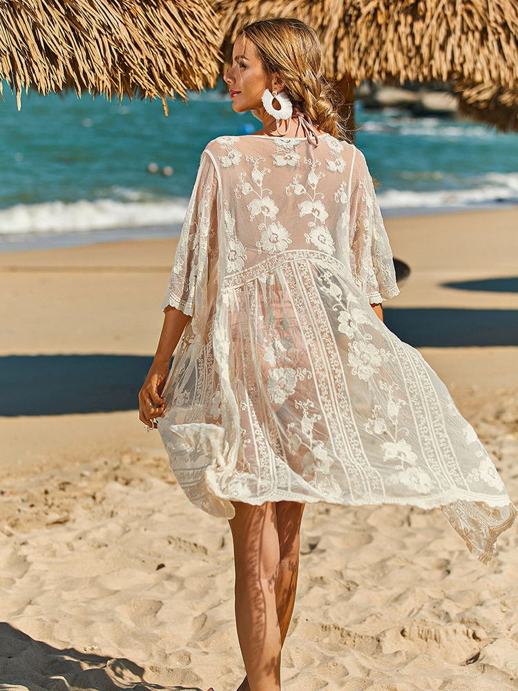 Summer Beach Vacation Sun Prot - Kimono Sheer Floral recensie en prijs
