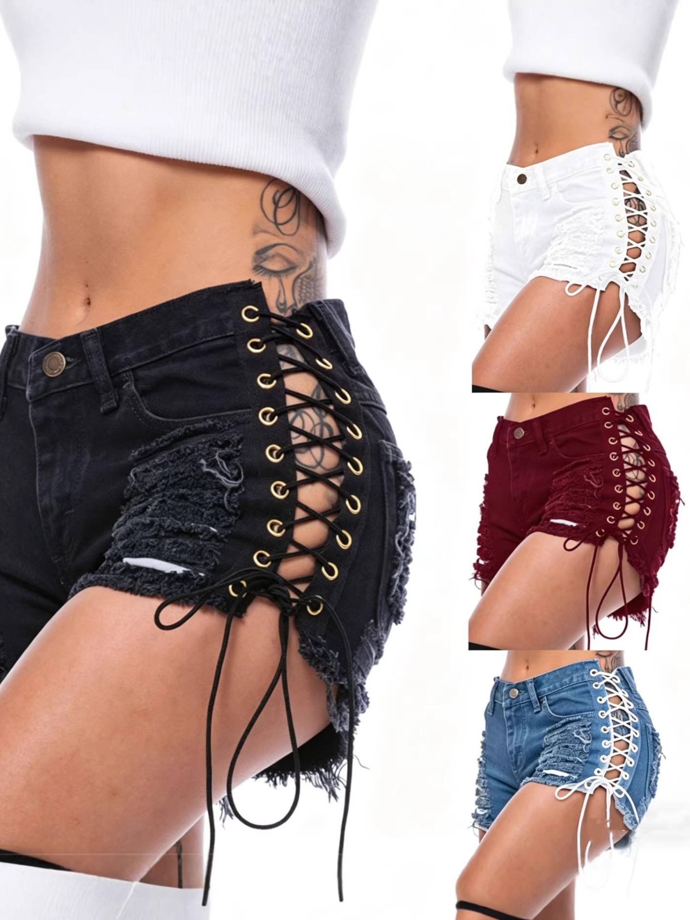 Cotton Denim Shorts Low Waist  - Shorts Denim Frayed recensie en prijs