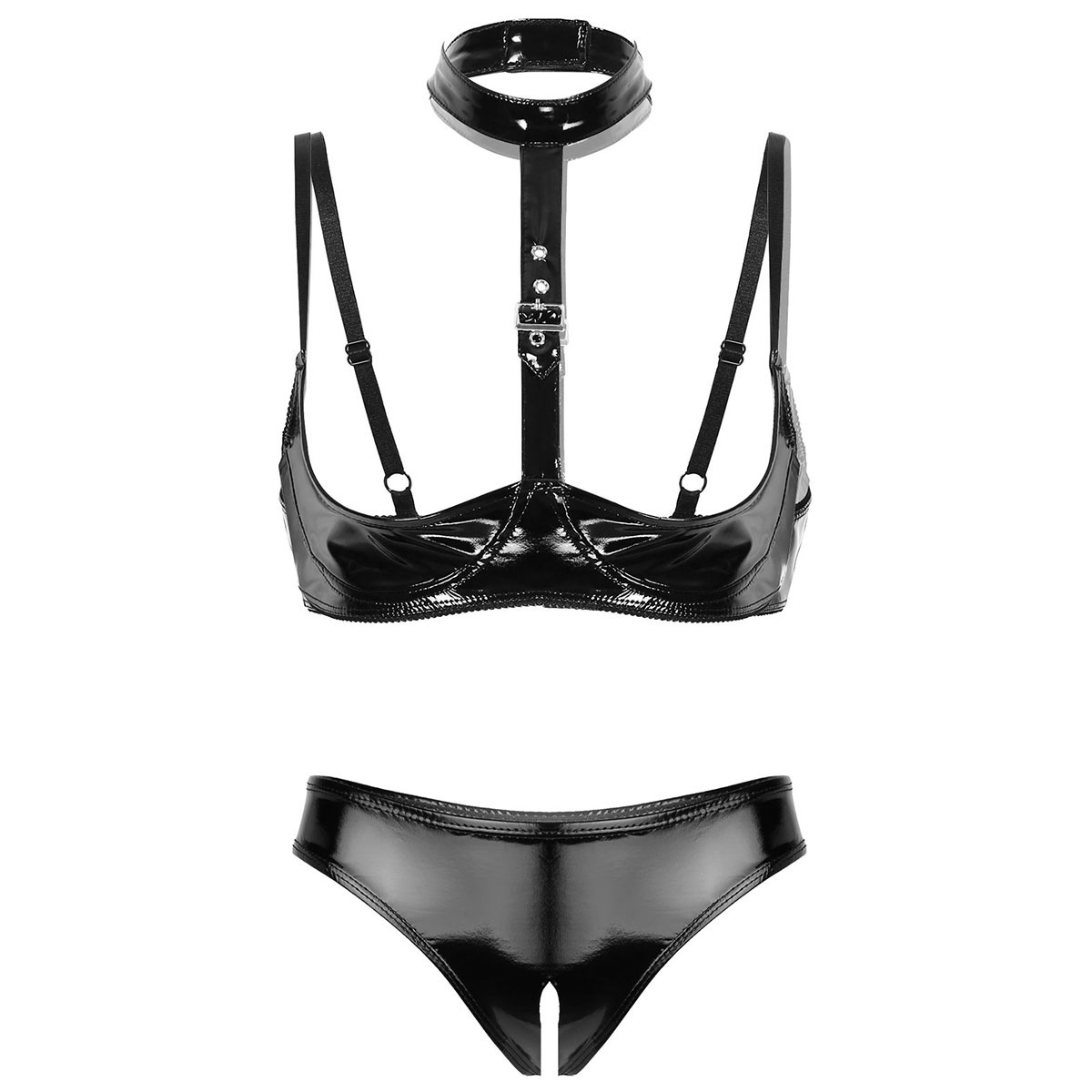 Womens Patent Leather Lingerie - Bralette Triangle Set recensie en prijs