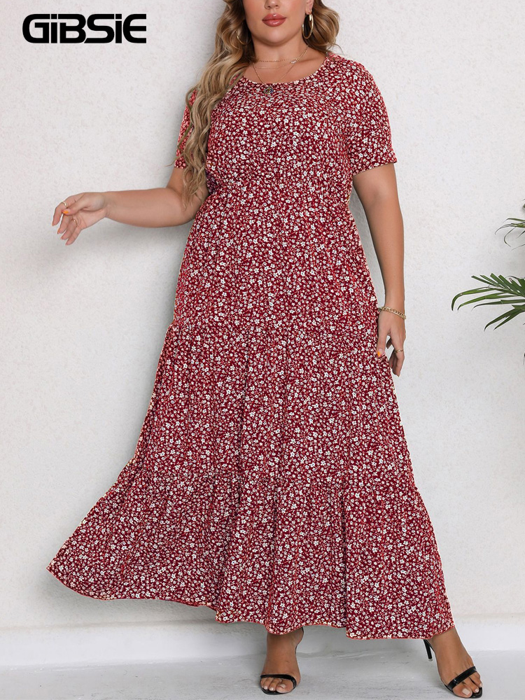 GIBSIE Plus Size O-Neck Ditsy  - Romper Floral Print recensie en prijs