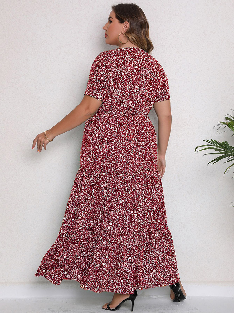 GIBSIE Plus Size O-Neck Ditsy  - Romper Floral Print recensie en prijs