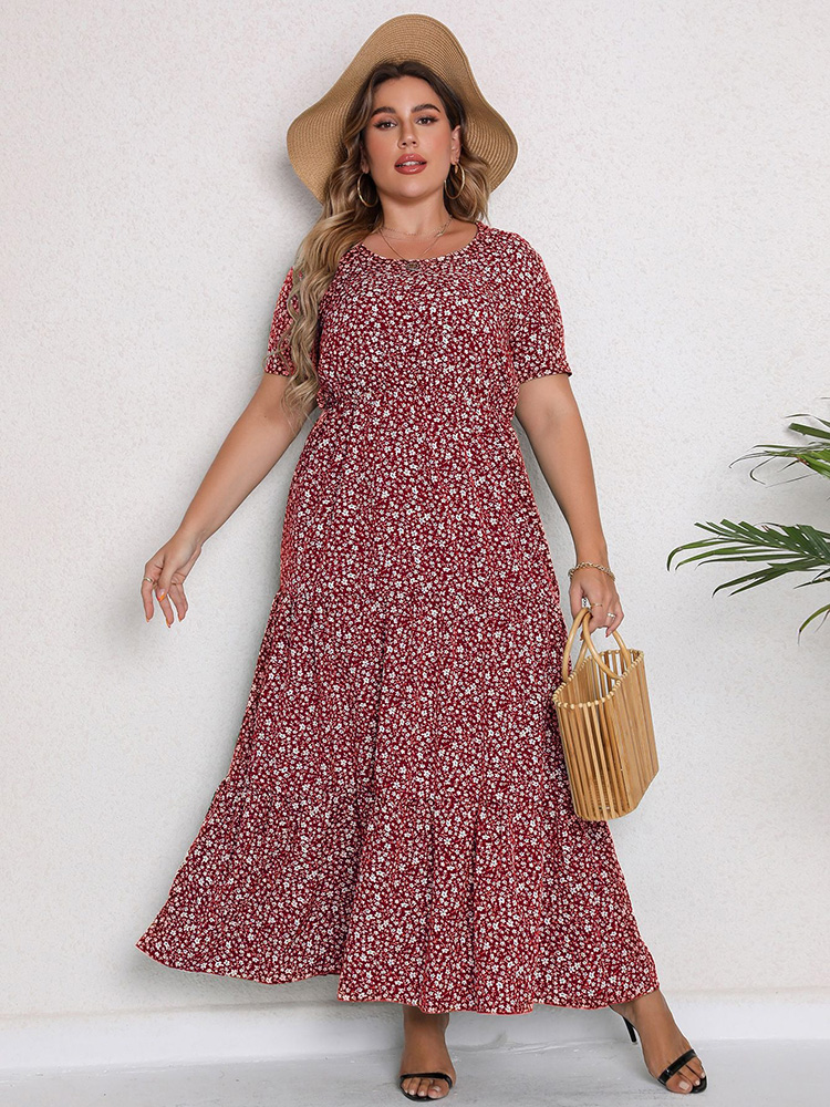 GIBSIE Plus Size O-Neck Ditsy  - Romper Floral Print recensie en prijs