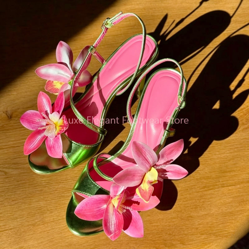 Red Flower Decor Back Strap Ho - Sandal Strappy Heeled recensie en prijs