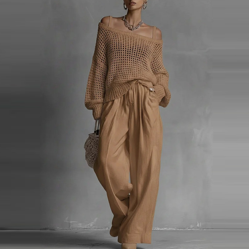 Fashion Solid One Shoulder Lon - Linen Pant Wide recensie en prijs