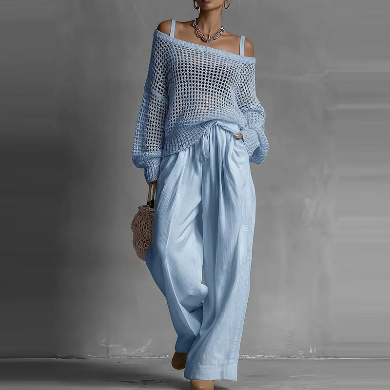 Fashion Solid One Shoulder Lon - Linen Pant Wide recensie en prijs