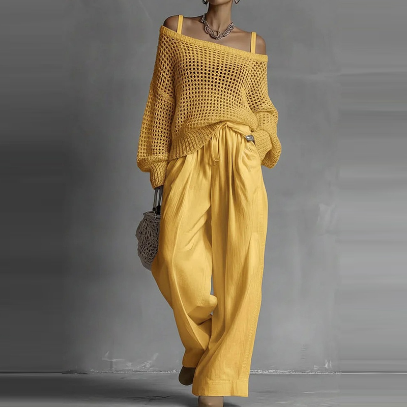 Fashion Solid One Shoulder Lon - Linen Pant Wide recensie en prijs