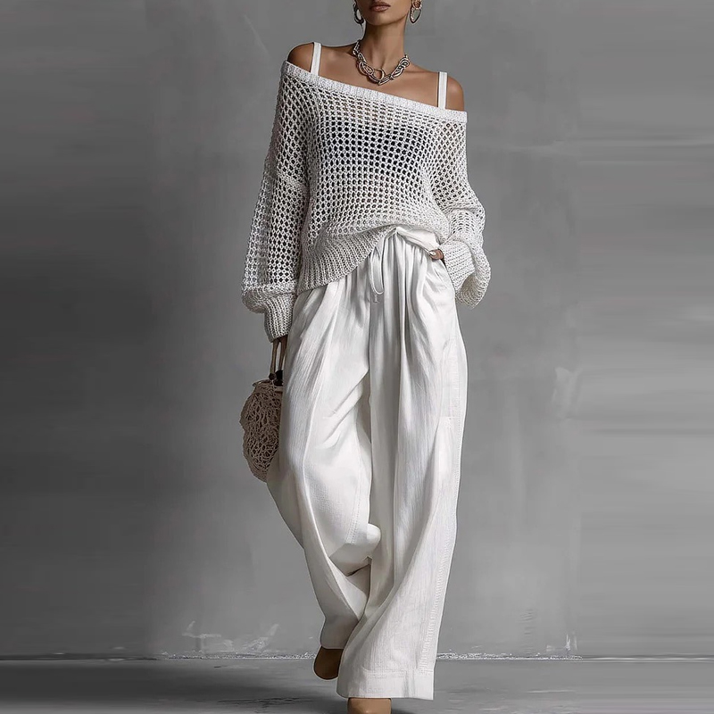 Fashion Solid One Shoulder Lon - Linen Pant Wide recensie en prijs