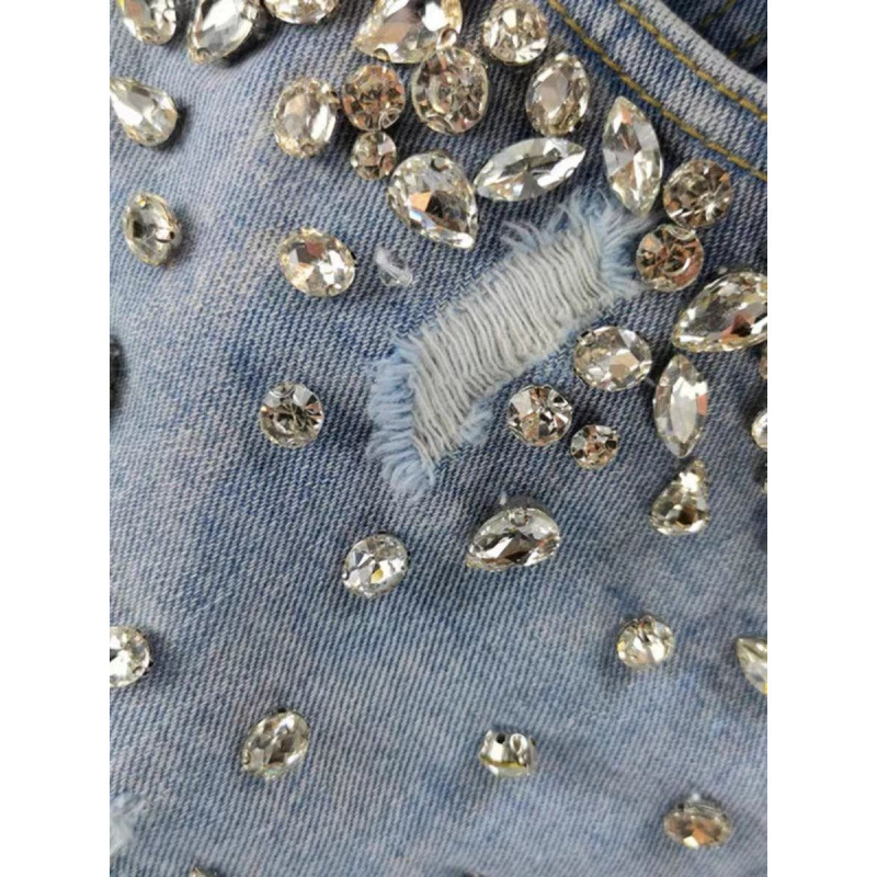 Hot girl style rhinestone ripp - Shorts Denim Frayed recensie en prijs