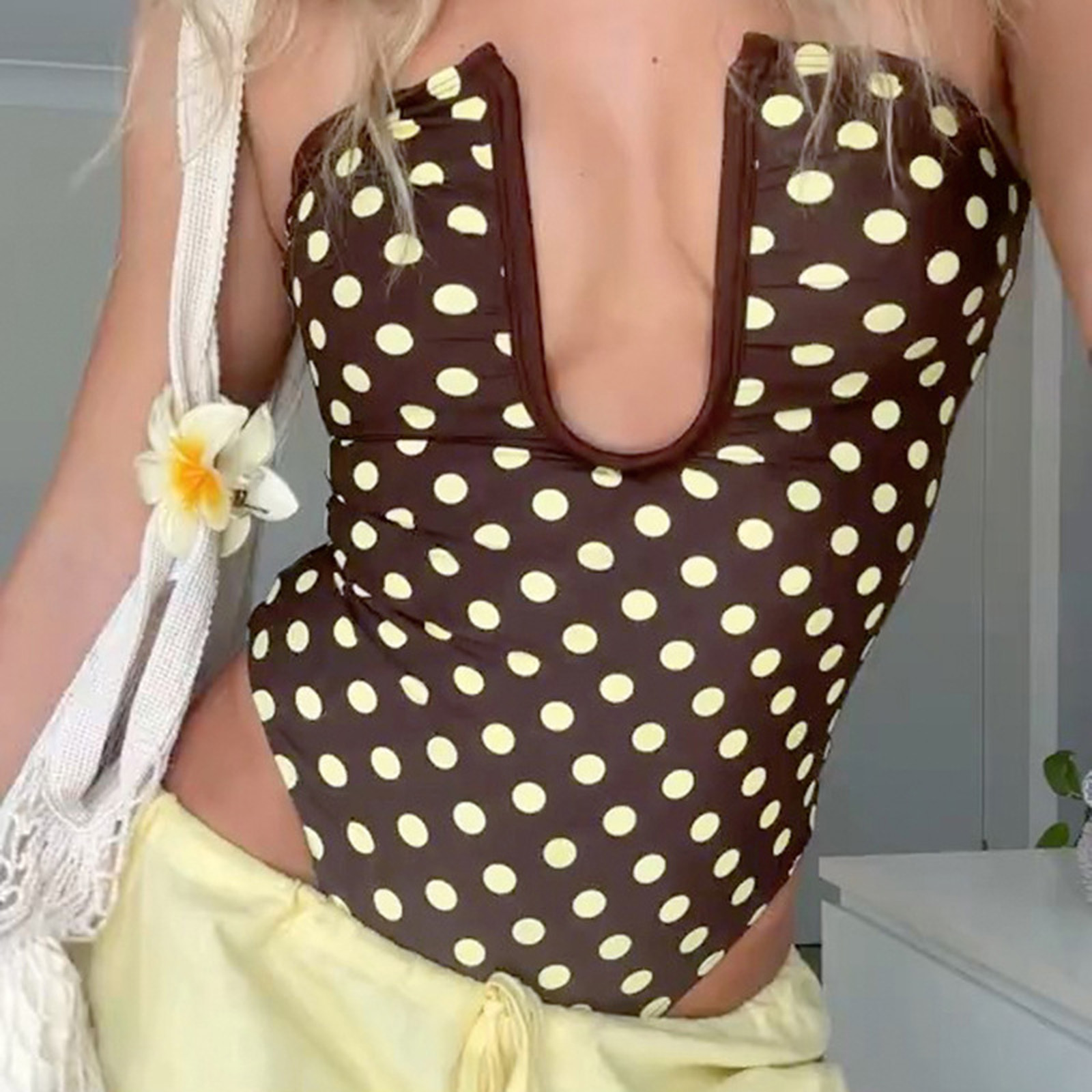 Strapless One Piece Swimsuit F - Swimsuit Bikini Ruched recensie en prijs