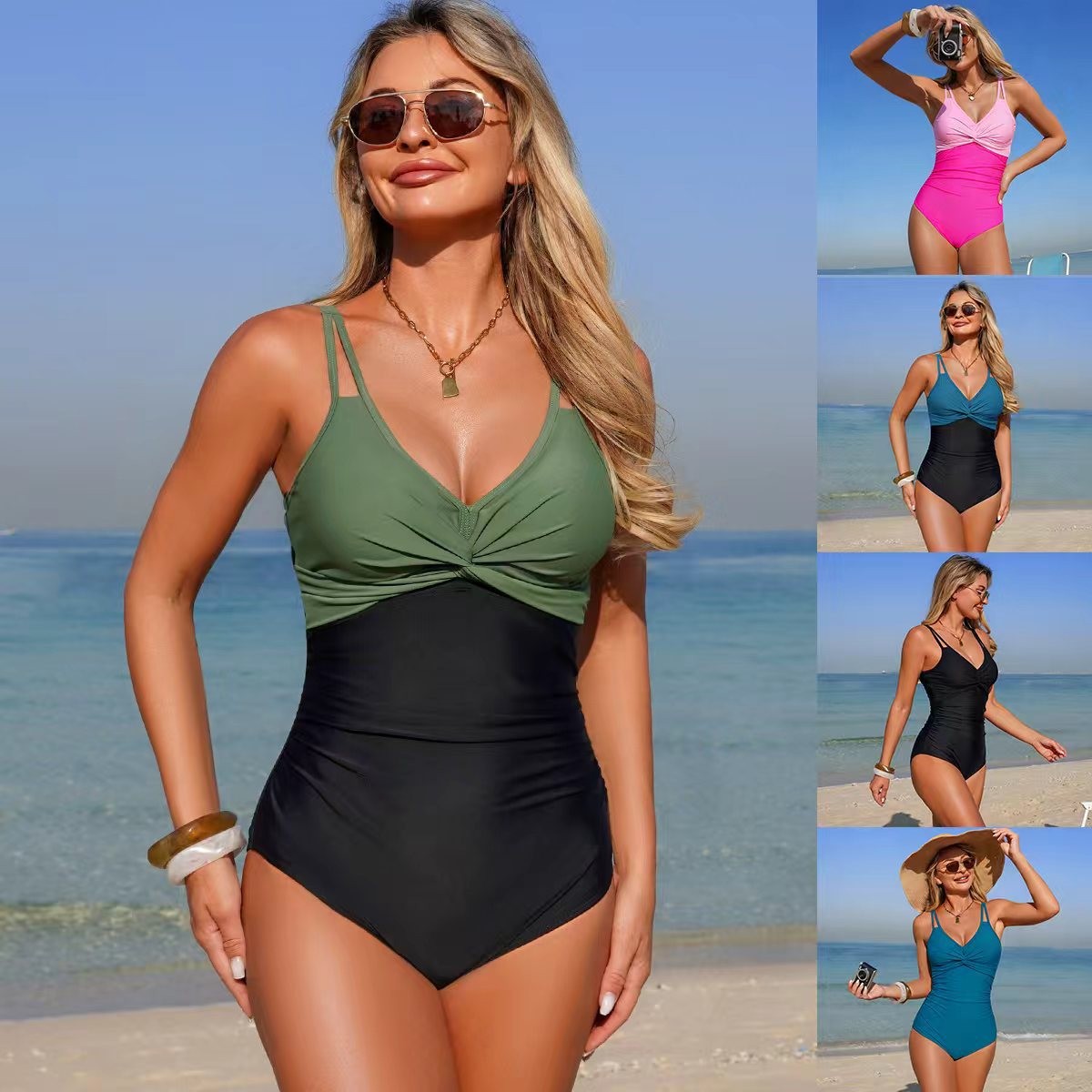 V Neck Twist Front One Piece S - Swimsuit Bikini Ruched recensie en prijs