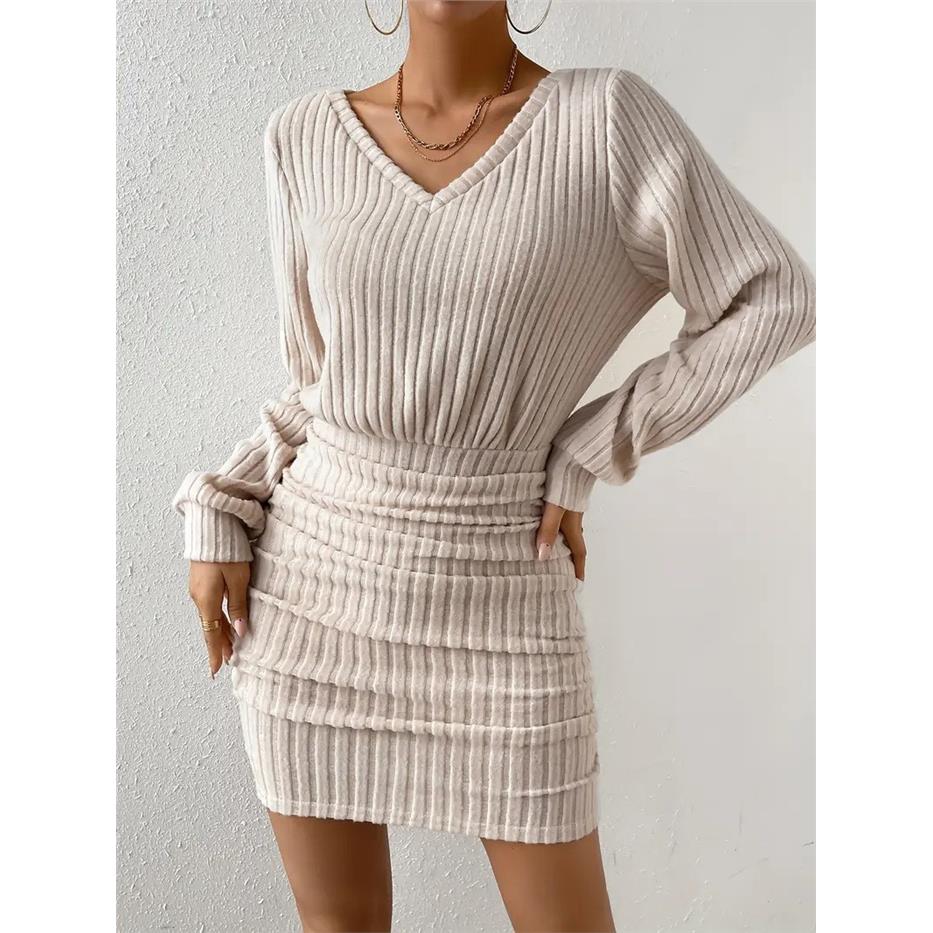 Women's Long Sleeve V-Neck Fle - Linen Dress Wrap recensie en prijs