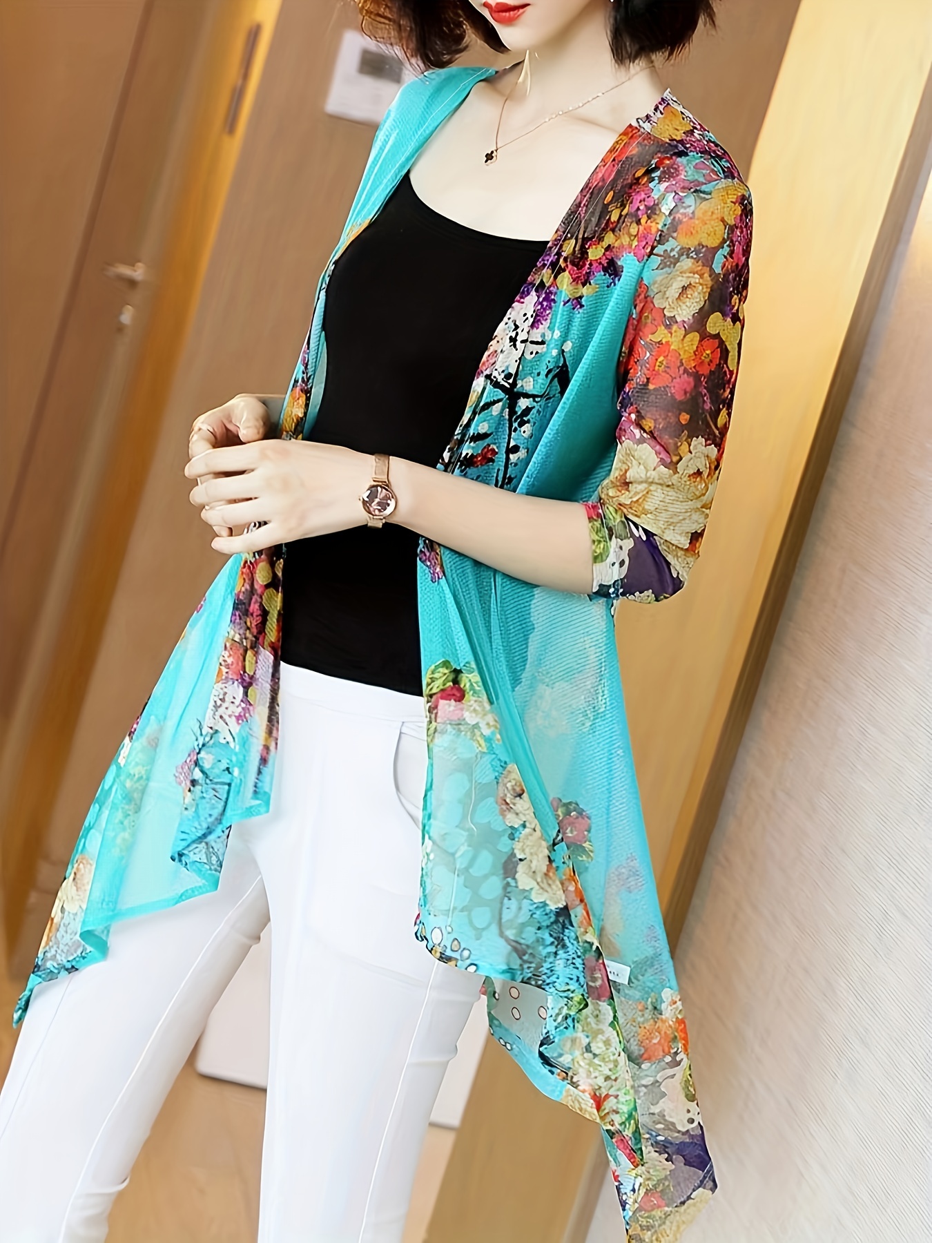 Women's Elegant Sheer Mesh Car - Kimono Sheer Floral recensie en prijs