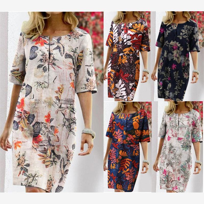 Summer Cotton Linen Printed Wo - Linen Dress Wrap recensie en prijs