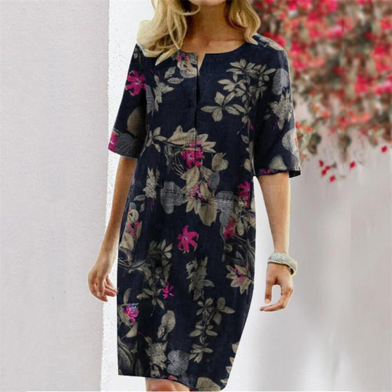Summer Cotton Linen Printed Wo - Linen Dress Wrap recensie en prijs