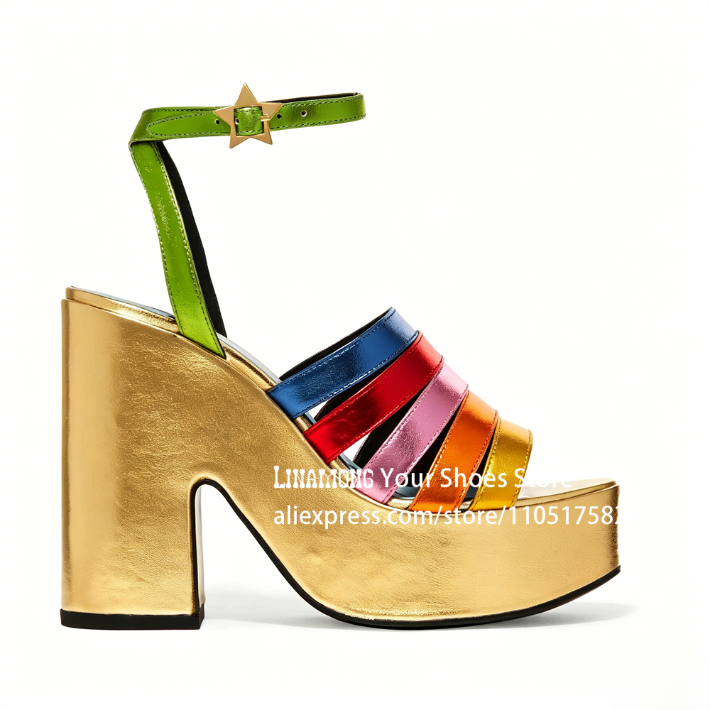 Multicolor Strappy Chunky Heel - Sandal Strappy Heeled recensie en prijs
