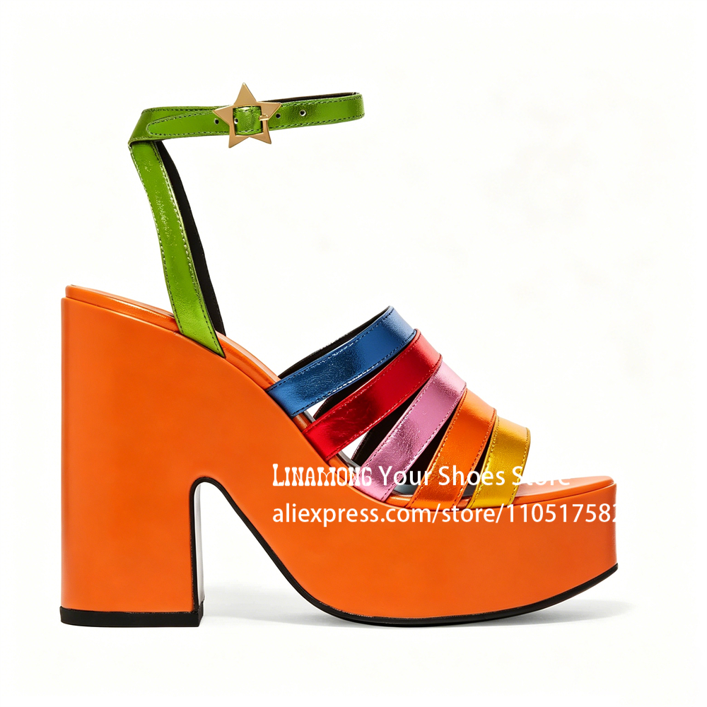 Multicolor Strappy Chunky Heel - Sandal Strappy Heeled recensie en prijs