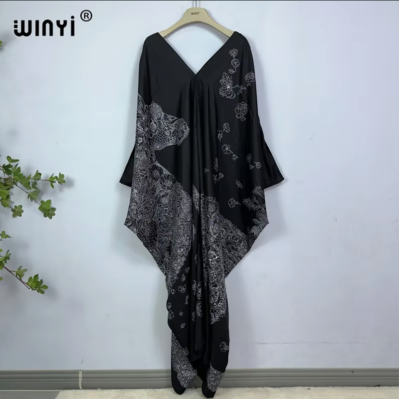 WINYI print summer maxi dress  - Cover Up Kaftan recensie en prijs