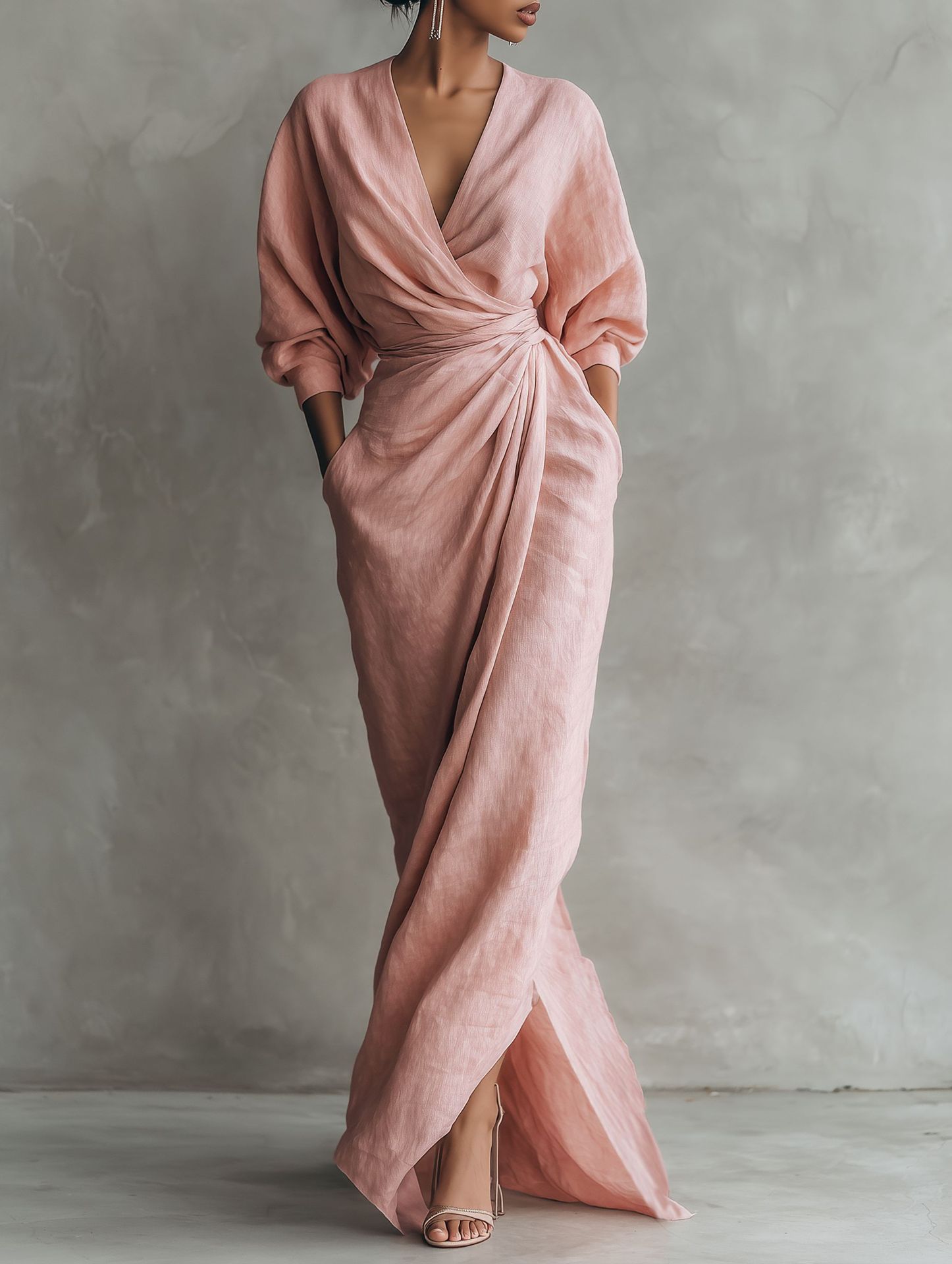 Women Linen Blend Wrap Maxi Dr - Linen Dress Wrap recensie en prijs