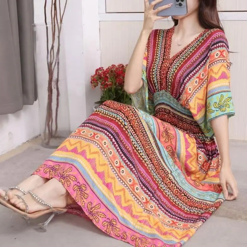 Colorful Casual Holiday Dress  - Midi Skirt Floral recensie en prijs