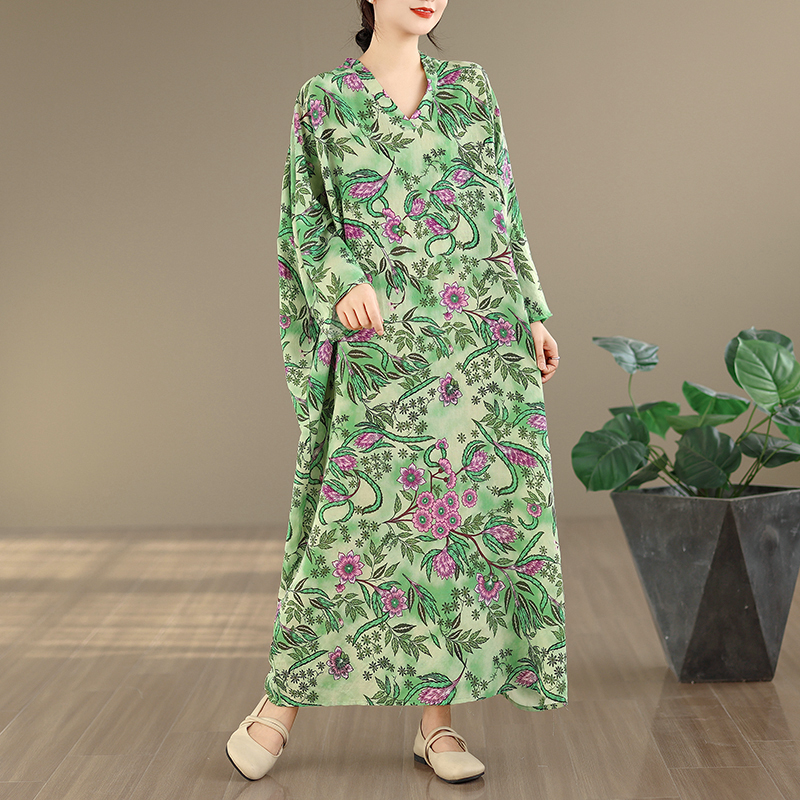 Large Size Floral Print Vacati - Linen Dress Wrap recensie en prijs