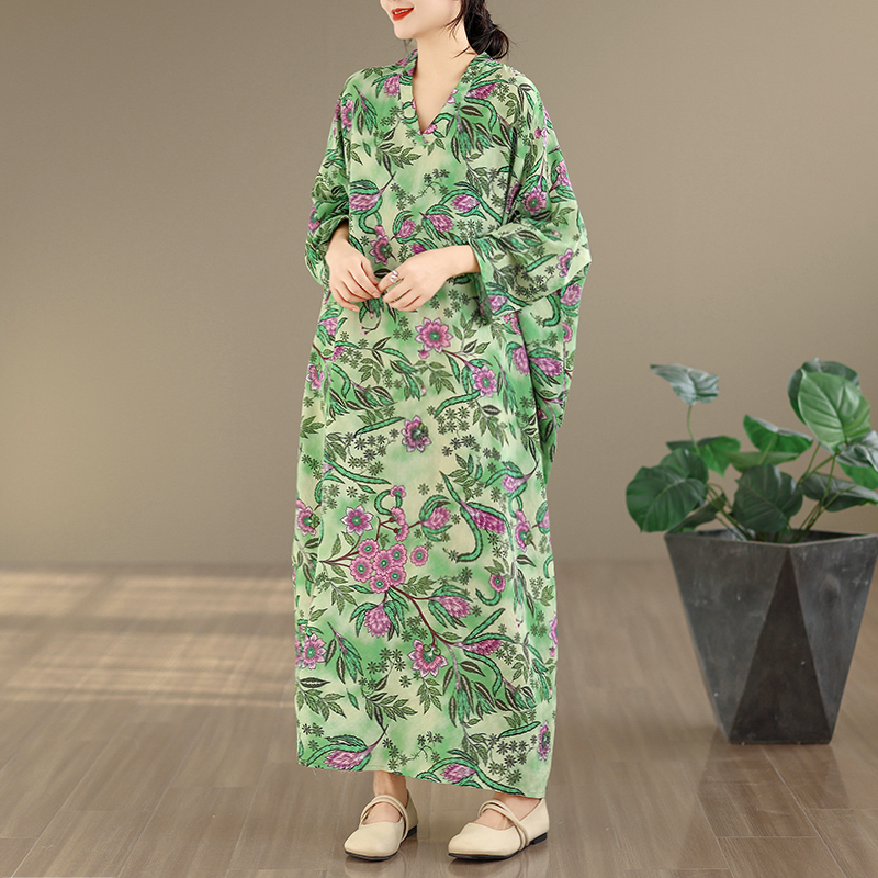 Large Size Floral Print Vacati - Linen Dress Wrap recensie en prijs