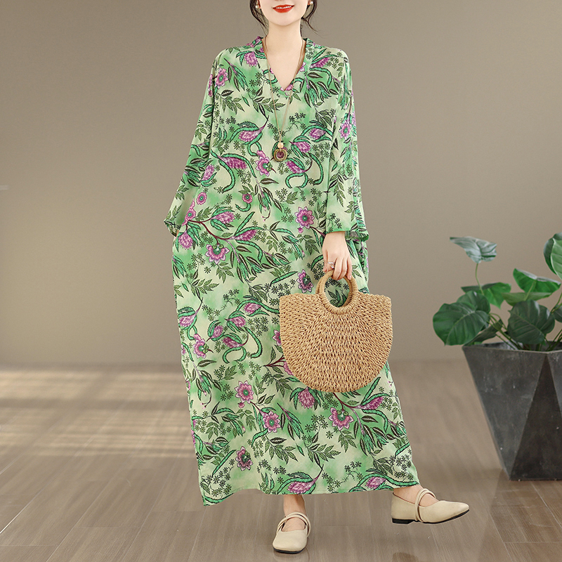 Large Size Floral Print Vacati - Linen Dress Wrap recensie en prijs
