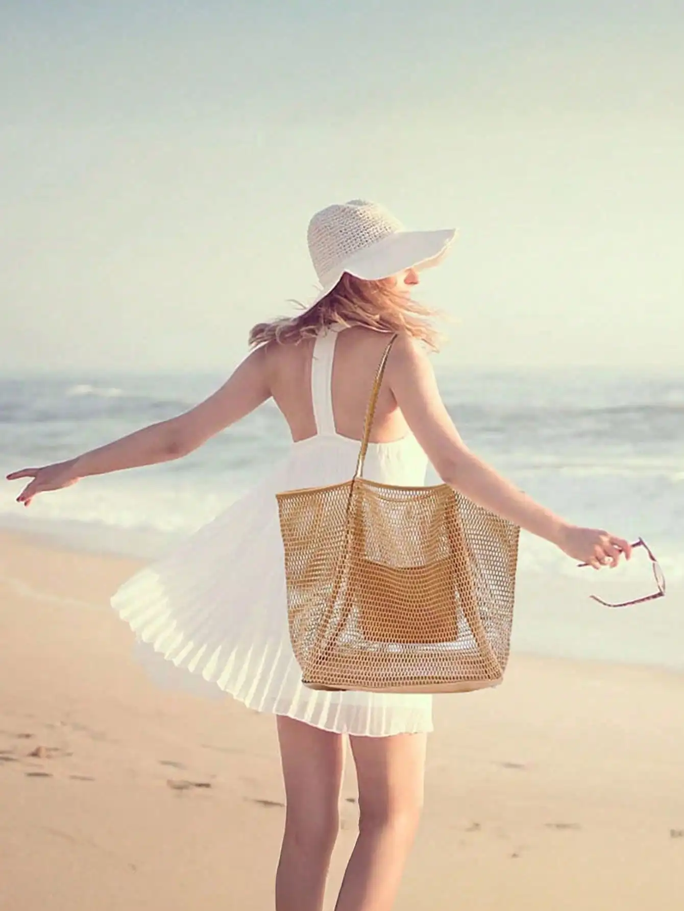 1pc Mesh Beach Tote Bag, Outdo - Tote Bag Beach recensie en prijs