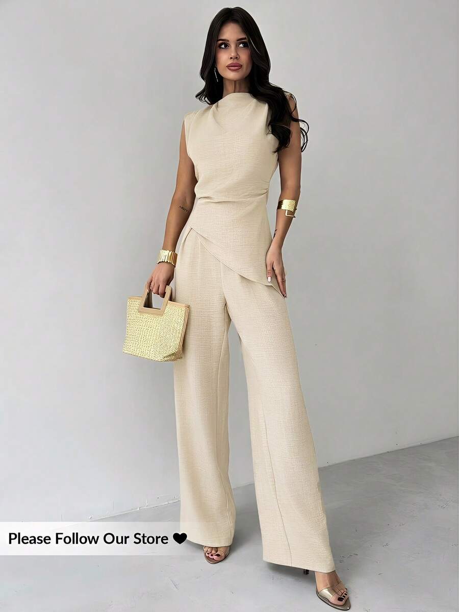 Sleeveless Asymmetric Ruched W - Linen Pant Wide recensie en prijs
