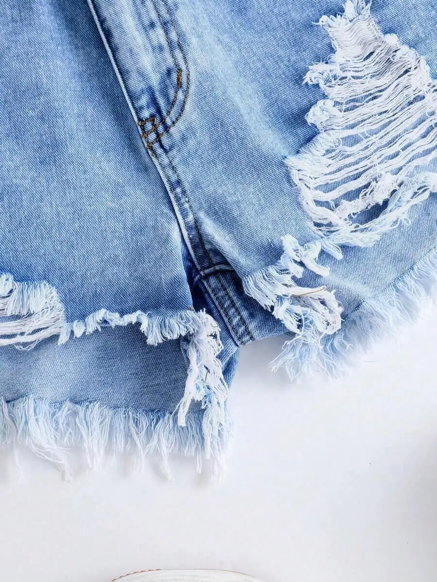 Womens Distressed Denim Shorts - Shorts Denim Frayed recensie en prijs