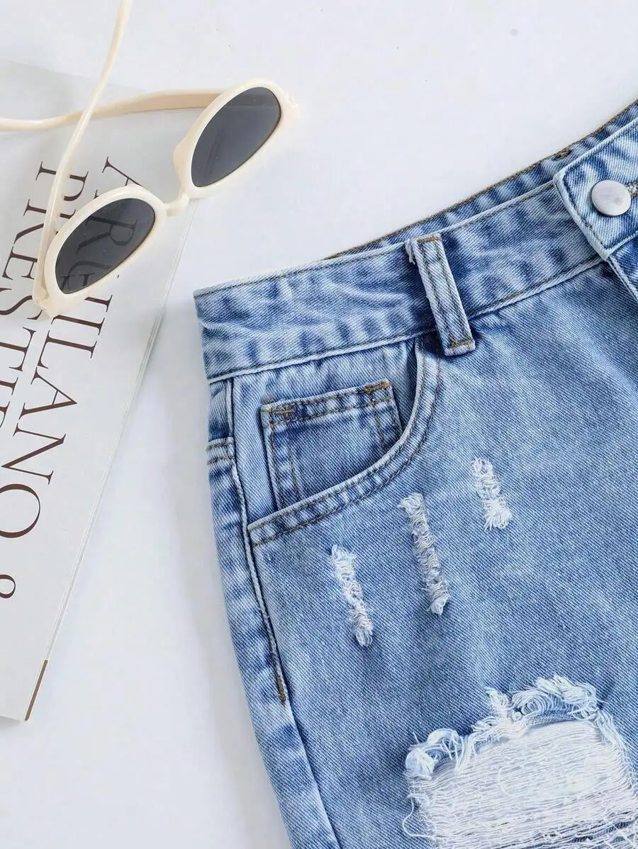 Womens Distressed Denim Shorts - Shorts Denim Frayed recensie en prijs