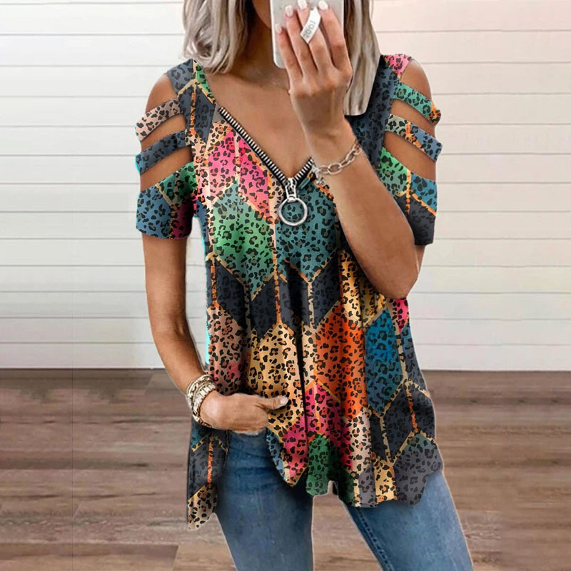 New Summer Cold Shoulder Leopa - Blouse Off Shoulder recensie en prijs