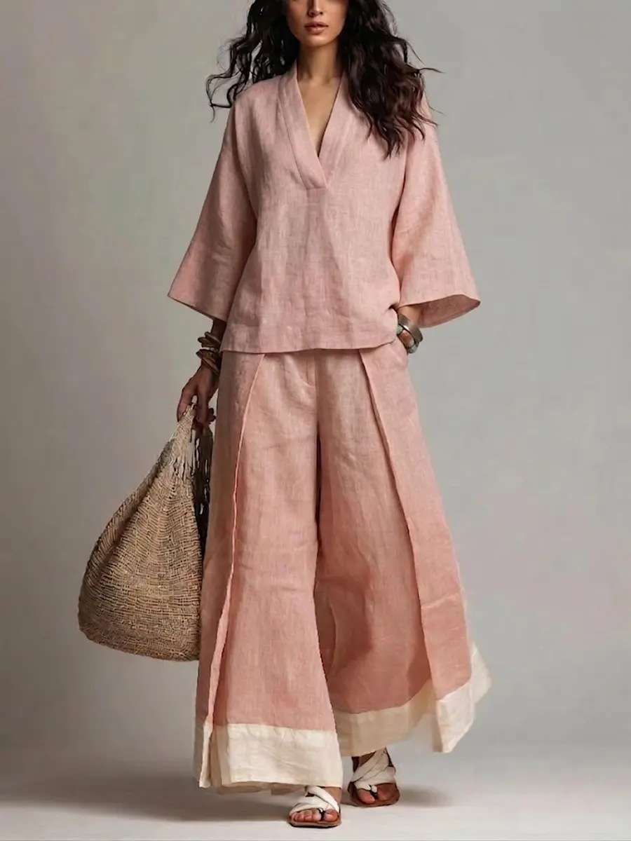 Summer Women V-neck Cotton Lin - Linen Pant Wide recensie en prijs