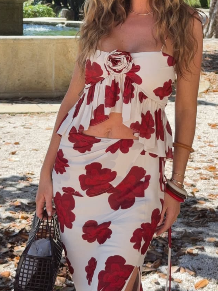 Chic 3d Floral Women Skirt 2 P - Midi Skirt Floral recensie en prijs