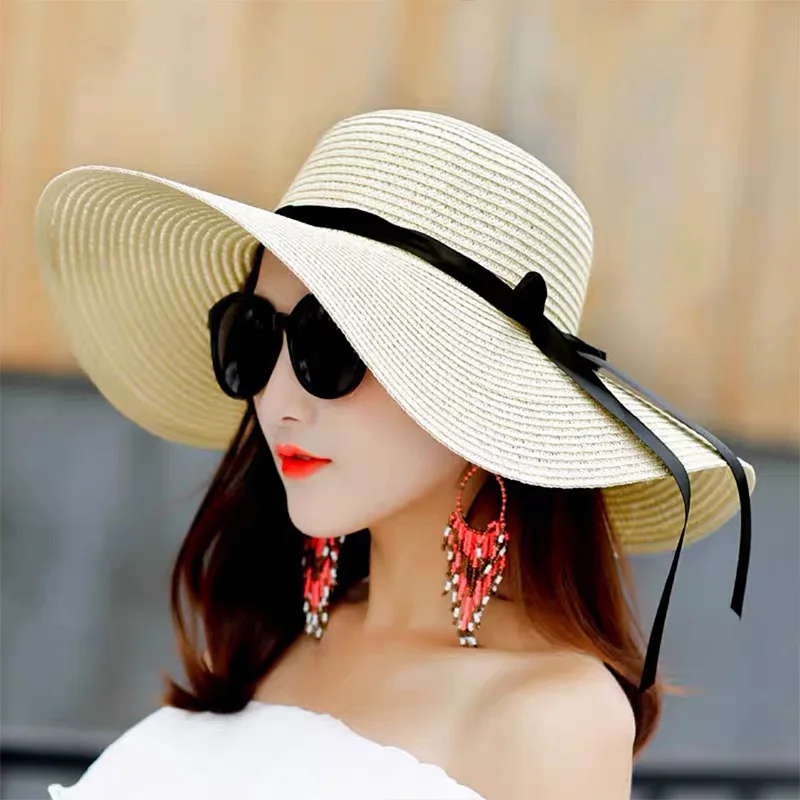 Summer Women Straw Hat Bowknot - Hat Floppy Wide recensie en prijs