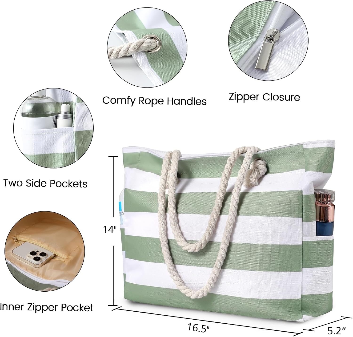 Large Waterproof Beach Tote Ba - Tote Bag Beach recensie en prijs