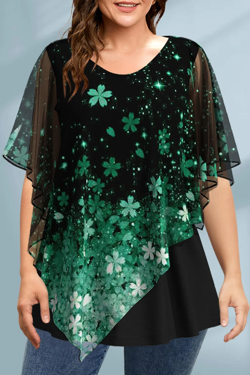 Women's Plus Size Blouse Chiff - Romper Floral Print recensie en prijs