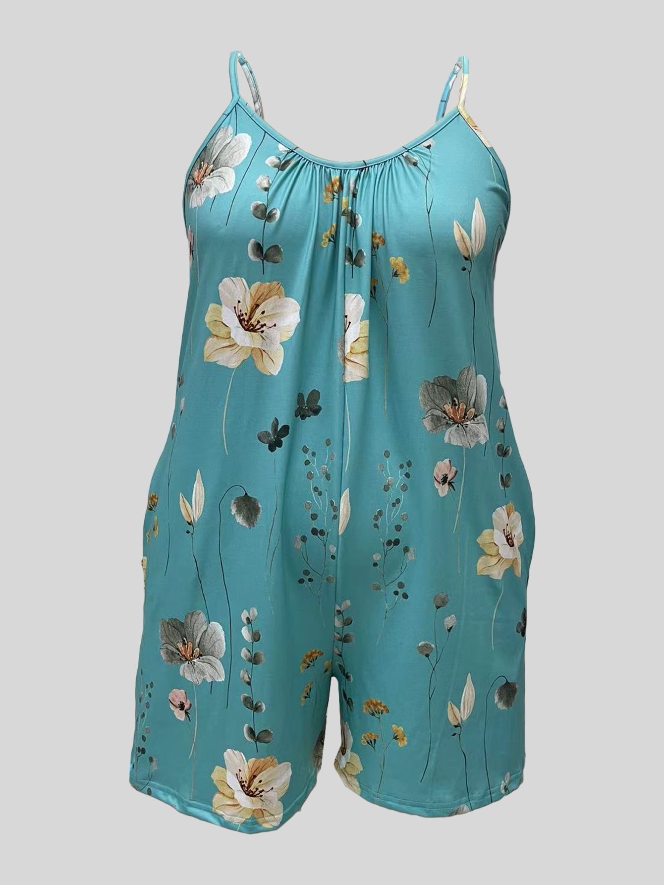 Plus Size Allover Print Cami R - Romper Floral Print recensie en prijs