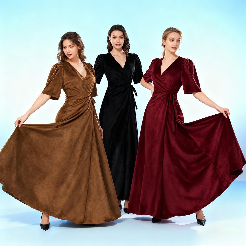 Ladies Long V-Neck Wrap Slim P - Linen Dress Wrap recensie en prijs