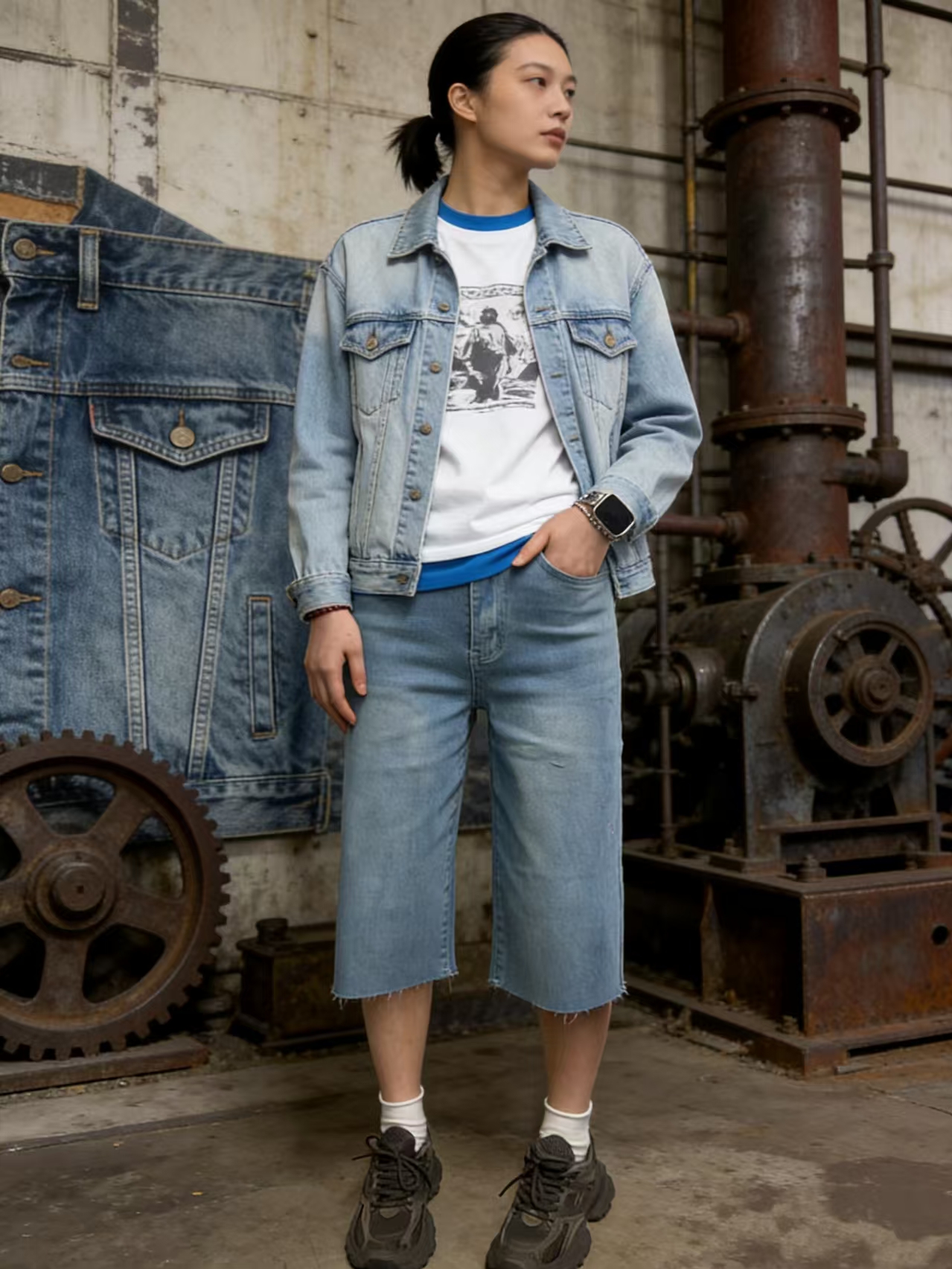 Women's High Waisted Denim Ber - Shorts Denim Frayed recensie en prijs