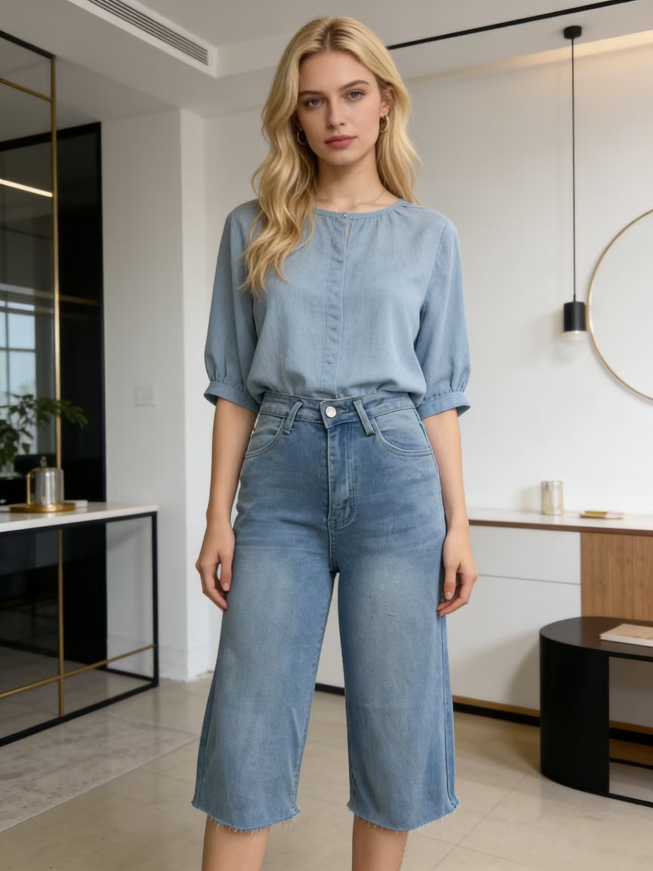 Women's High Waisted Denim Ber - Shorts Denim Frayed recensie en prijs