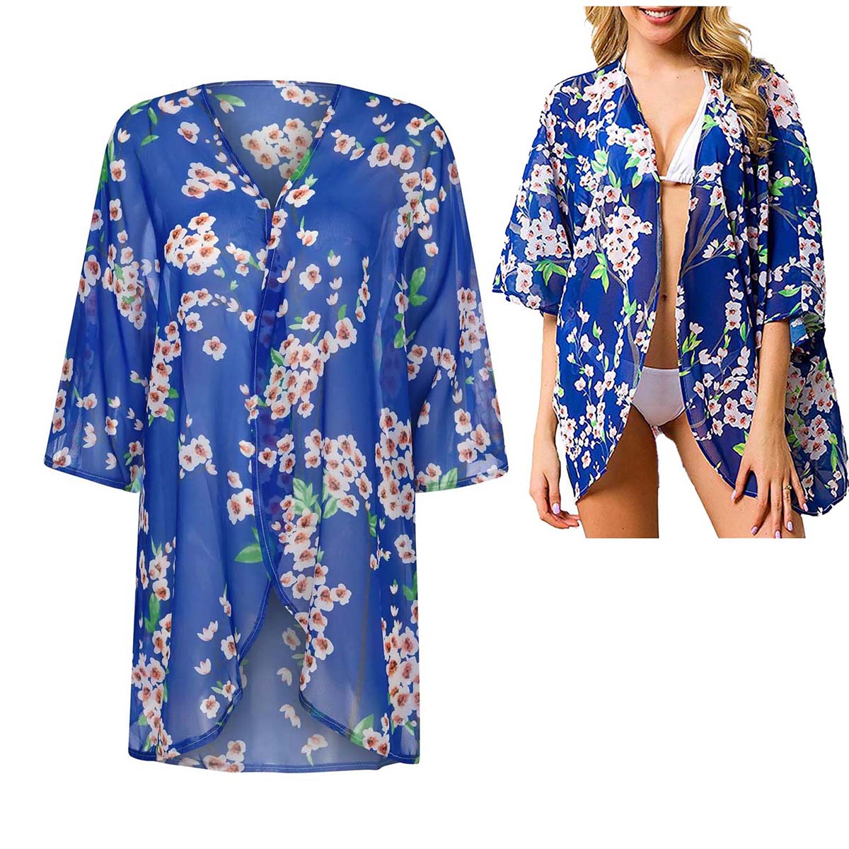 Women's Loose Sheer Chiffon Ki - Kimono Sheer Floral recensie en prijs