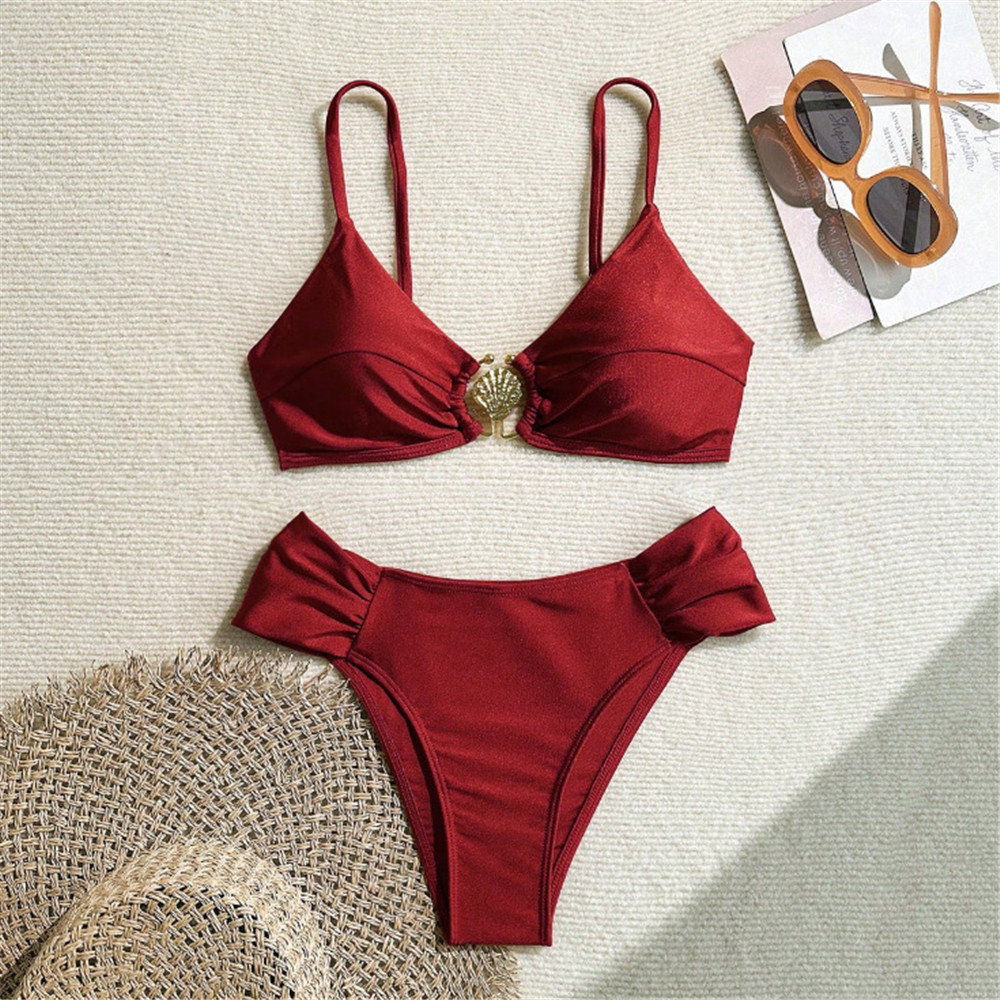 Metal Shell Ring Swimwear Sexy - Swimsuit Bikini Ruched recensie en prijs