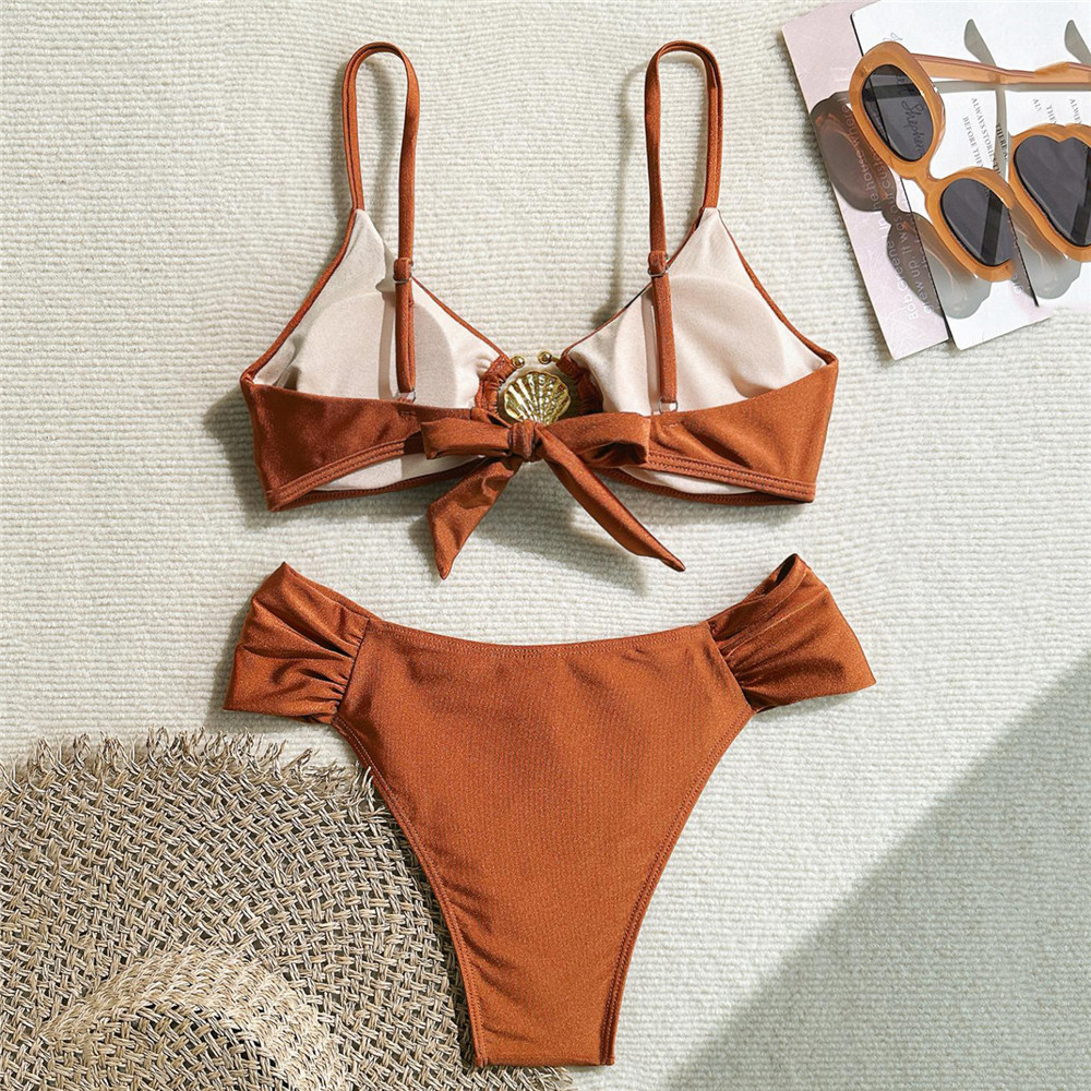 Metal Shell Ring Swimwear Sexy - Swimsuit Bikini Ruched recensie en prijs