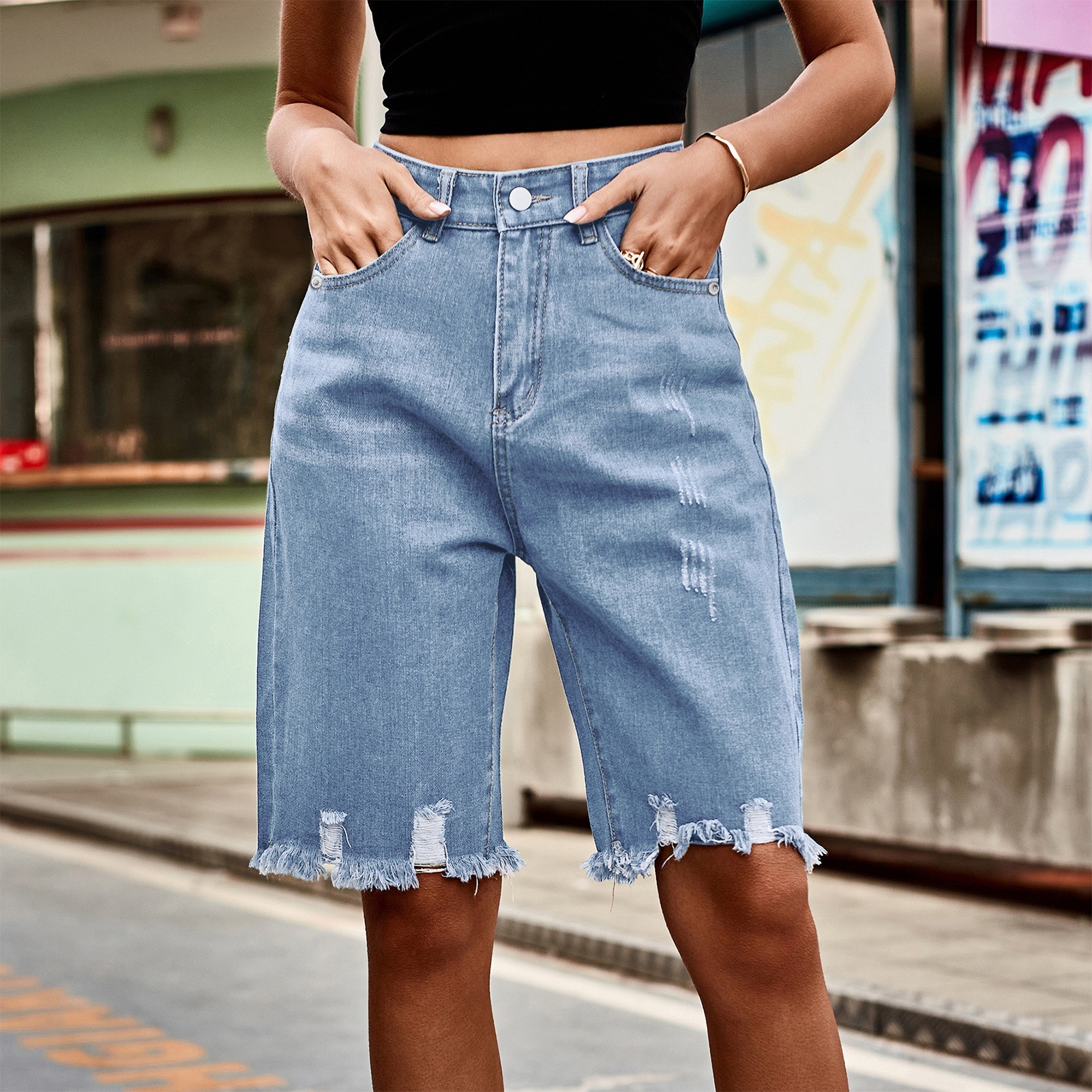 Summer Women's Clothing Distre - Shorts Denim Frayed recensie en prijs