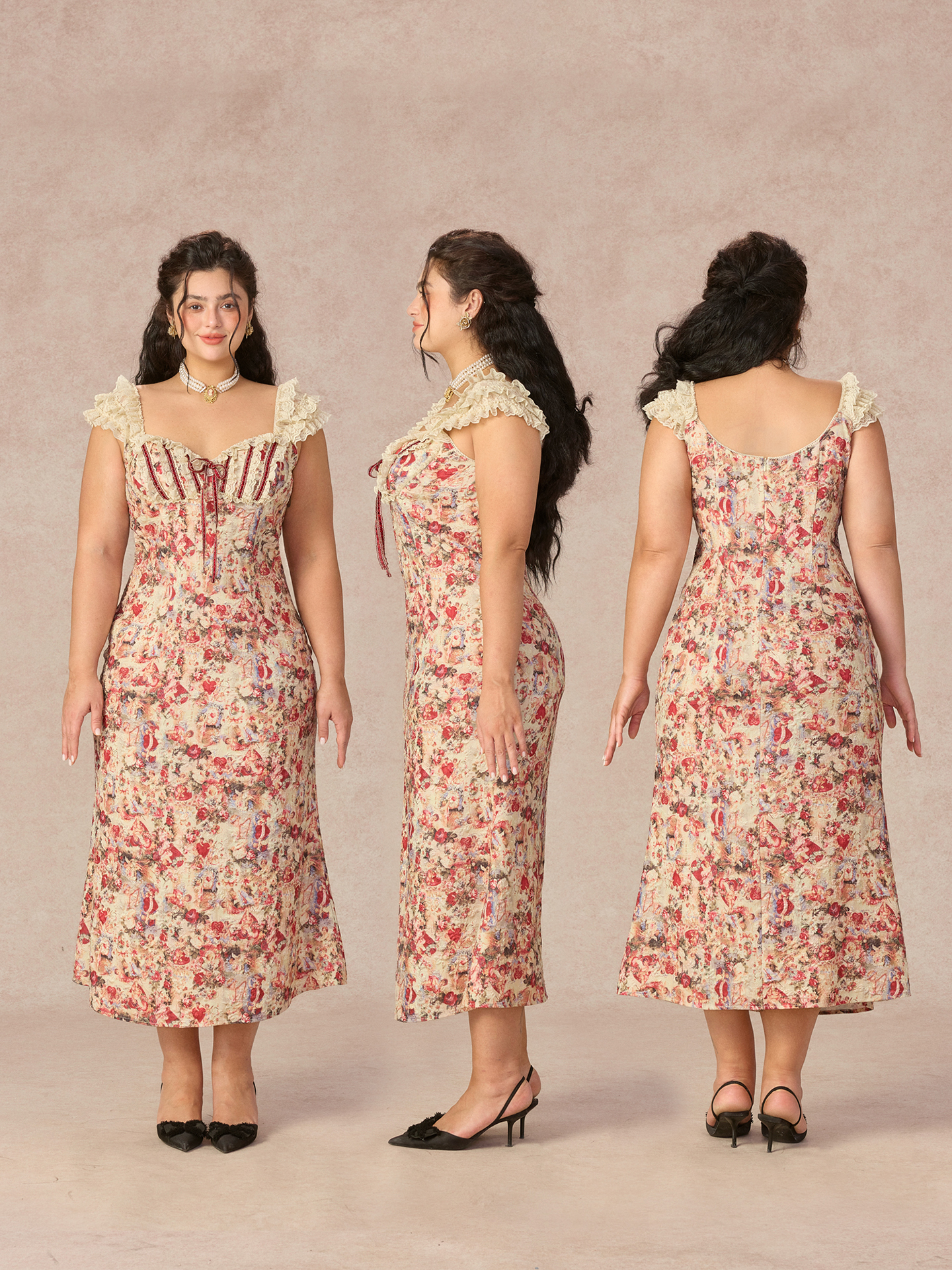 Retro plus Size Floral Fish Ta - Midi Skirt Floral recensie en prijs
