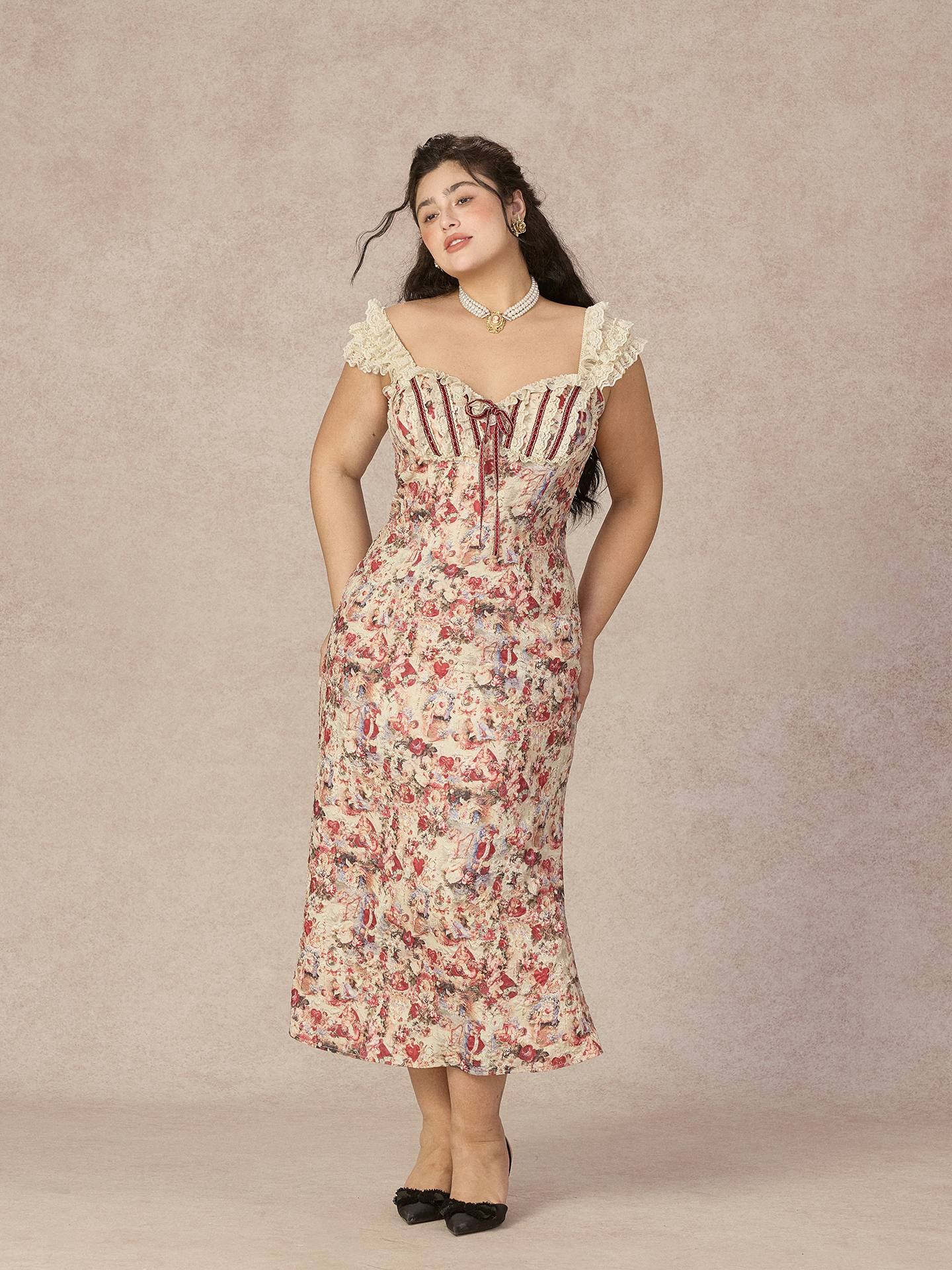 Retro plus Size Floral Fish Ta - Midi Skirt Floral recensie en prijs