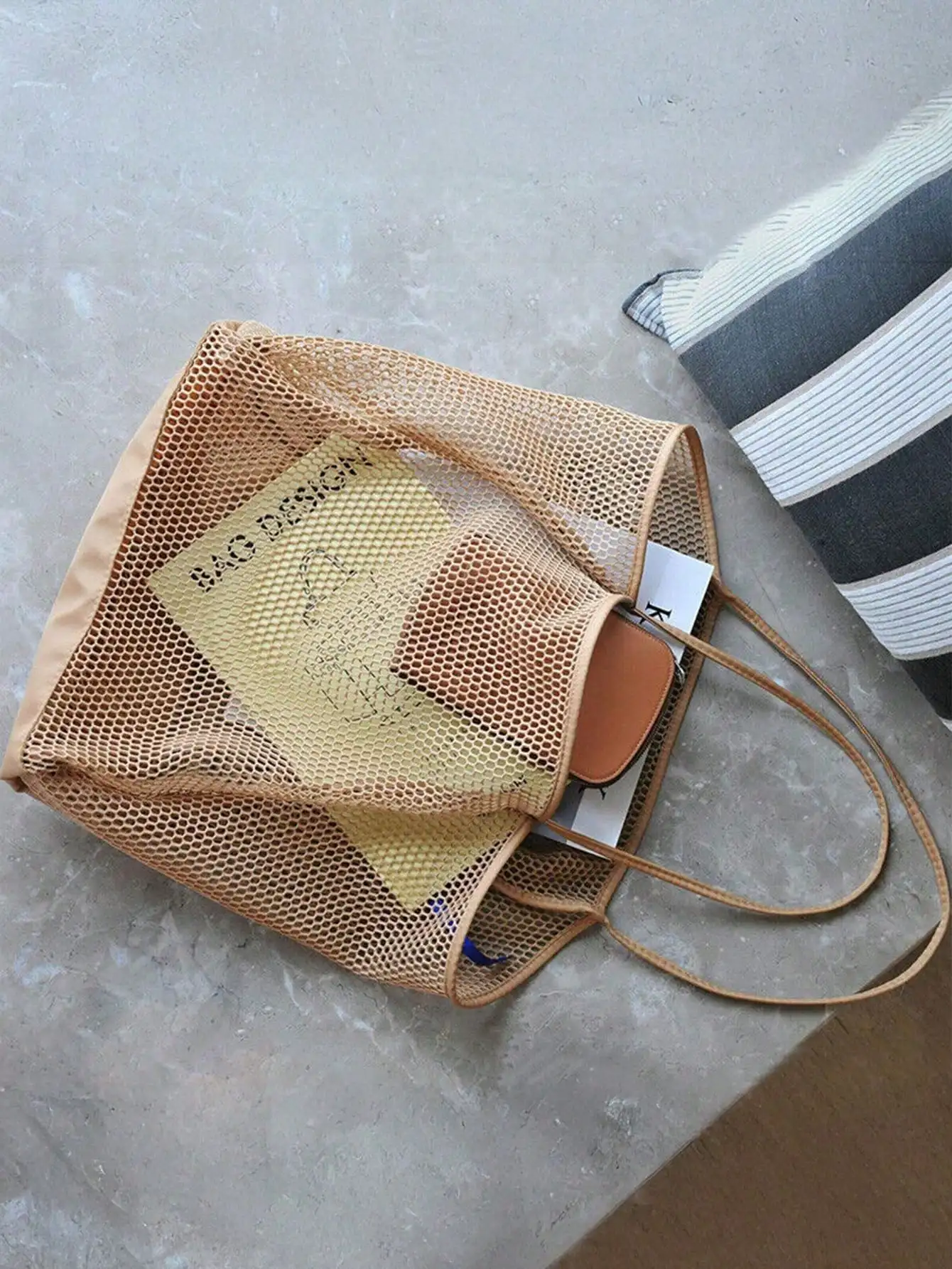 1pc Mesh Beach Tote Bag, Outdo - Tote Bag Beach recensie en prijs